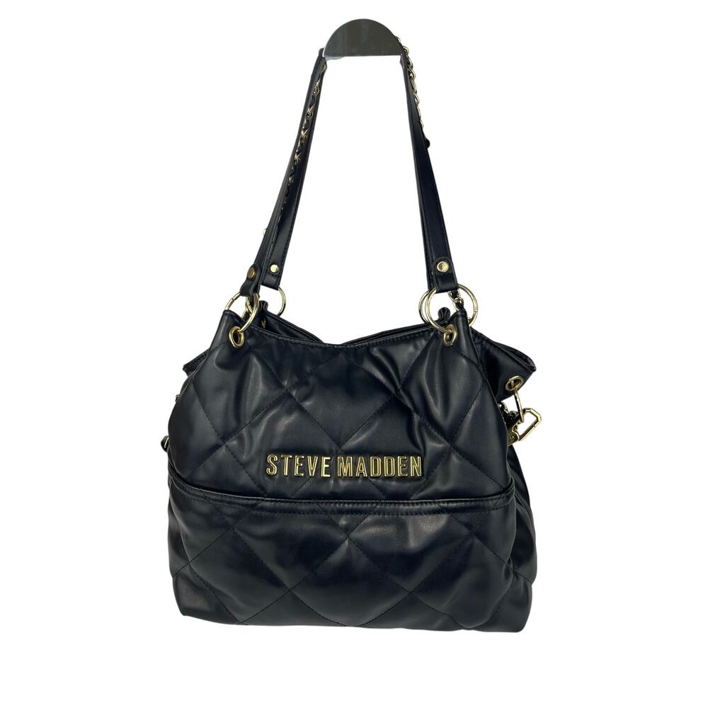 Steve Madden Black Bowen Tote Shoulder Bag with Coin Pouch